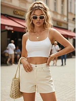 Dámské kraťasy v barvě ecru FashionStreet SY0550 Dámské kraťasy v barvě ecru FashionStreet SY0550
