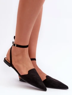 Šněrovací baleríny z eko semiše s  Černé model 21666770 - Boto