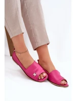 Kožené elegantní baleríny s odkrytými prsty Zazoo 1865 fuchsie