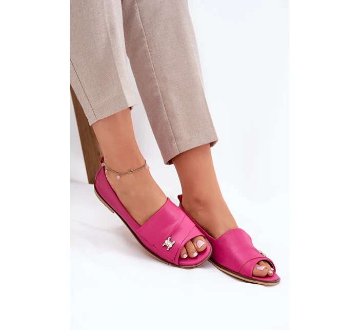 Kožené elegantní baleríny s odkrytými prsty Zazoo 1865 fuchsie