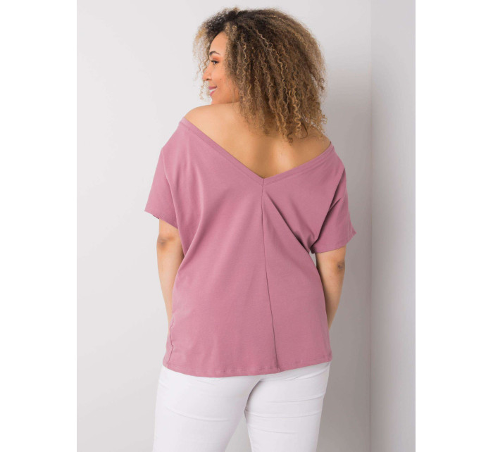 Bavlněné tričko v barvě špinavě růžové ve větší velikosti