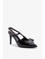 Lakované lodičky s otevřenou patou černé Auroravia