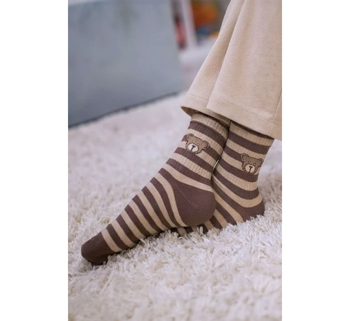 Pruhované dětské ponožky s medvídkem 1184.061