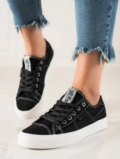 Módní  tenisky černé dámské bez podpatku