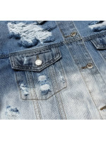 Světle modrá dámská džínová bunda typu "ombre" (LG396)