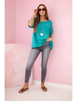 Mušelínová halenka s náhrdelníkem světle model 21185959 - K-Fashion