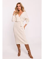 M810 Svetrové šaty s výstřihem do V - slonová kost