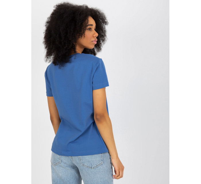 Tmavě modré dámské tričko s aplikací