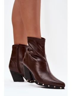 Dámské kovbojské botky Abrielle – na sloupkovém podpatku, hnědé
