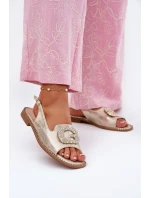 Dámské sandály na plochém podpatku s ozdobným detailem S.Barski KV51-080 zlaté Dámské sandály na plochém podpatku s ozdobným detailem S.Barski KV51-080 zlaté