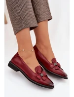 Dámské polobotky na plochém podpatku s ozdobnými květinami Bordó model 22031747 - Boto