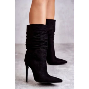 Dámské mačkané kozačky kozačky Černé Laguna Dámské mačkané kozačky kozačky Černé Laguna