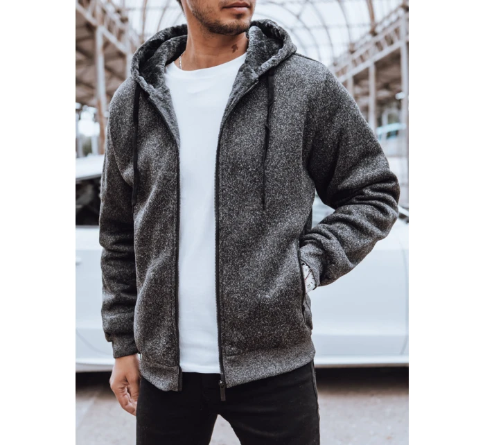 Pánská rozepínací zateplená mikina tmavě šedá Dstreet model 21970283 - FashionStreet