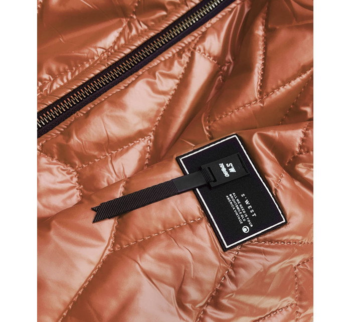 Dámská bunda v karamelové barvě s ozdobným prošíváním (BR8101-14)