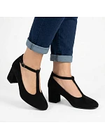 Černé semišové páskové lodičky Mascara s jehlovým podpatkem 834284