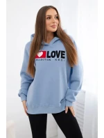 Zateplená bavlněná mikina s kapucí Love modrý Zateplená bavlněná mikina s kapucí Love modrý