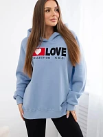 Zateplená bavlněná mikina s kapucí Love modrý