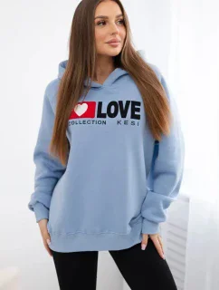 Zateplená bavlněná mikina s kapucí modrý