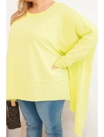 Dámská tunika Plus Size z bavlny s asymetrickým spodním lemem jasno pistaciová
