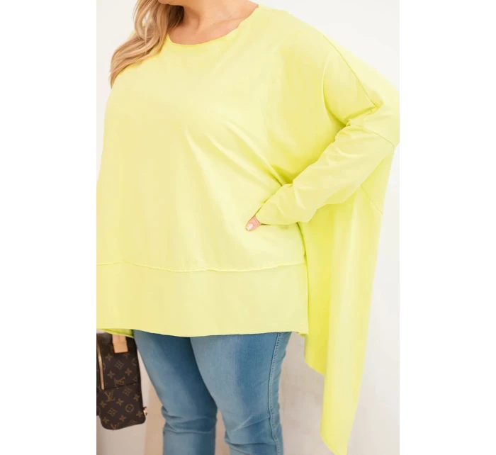 Dámská tunika Plus Size z bavlny s asymetrickým spodním lemem jasno pistaciová