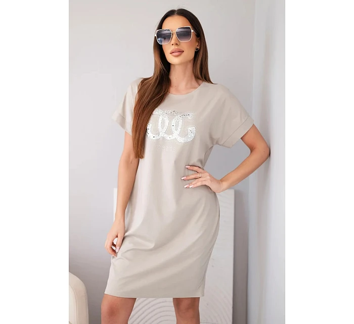 Dámské viskózové šaty s krátkým rukávem a ozdobným potiskem fango Dámské viskózové šaty s krátkým rukávem a ozdobným potiskem fango