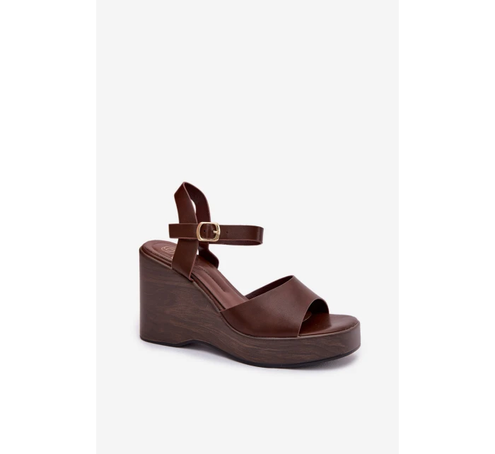 Dámské sandály na platformě Eko kůže Čokoládové model 21937495 - Boto