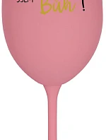 VÍNO JE NÁPOJ BOHŮ. JSEM BŮH! - růžová sklenice na víno 350 ml