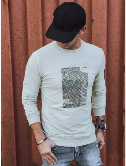 Pánská mikina s potiskem béžová model 21966034 - Dstreet Pánská mikina s potiskem béžová model 21966034 - Dstreet