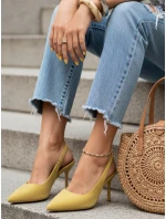 Dámské semišové jehlové boty s otevřeným podpatkem žluté FashionStreet ZY1383 Dámské semišové jehlové boty s otevřeným podpatkem žluté FashionStreet ZY1383