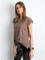 Hnědé bavlněné tričko tshirt s ohrnutými Feel Good model 21470505 - Factory Price