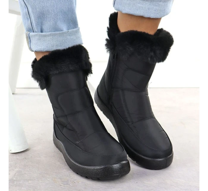 Dámské ploché zateplené sněhule černé Potocki KI24322 Dámské ploché zateplené sněhule černé Potocki KI24322