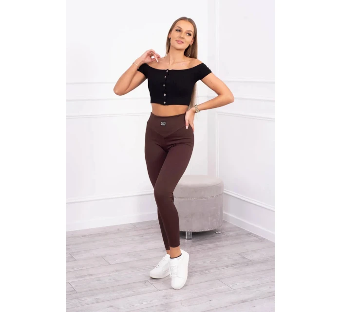 Pruhované legíny hnědé