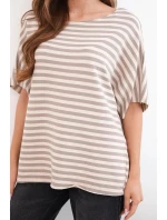 Dámská bavlněná proužkovaná halenka s krátkým rukávem fango