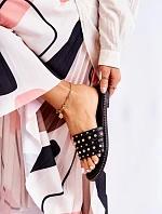 Dámské kožené pantofle s zdobením Černá Brien