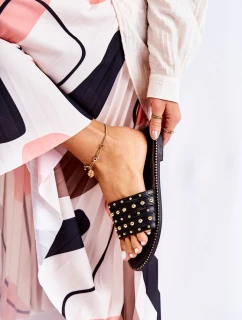 Dámské kožené pantofle s zdobením Černá Brien