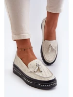 Dámské kožené mokasíny na platformě béžové Assetnima Dámské kožené mokasíny na platformě béžové Assetnima