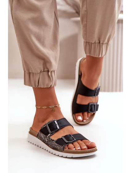 Dámské Pohodlné Pantofle S Přezkami Černé model 21667965 - Inblu