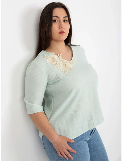 Bluzka LK BZ model 18617585 mietowy - FPrice Bluzka LK BZ model 18617585 mietowy - FPrice