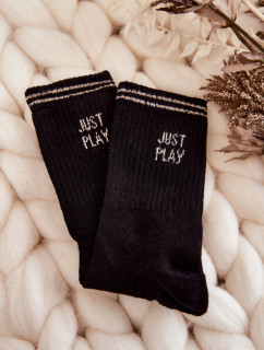 Dámské sportovní ponožky vodorovný nápis Just Play Černe
