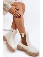 Dámské Chelsea kozačky na zip, White Ramhel