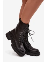 Botky workery dámské z eko kůže – černé Calesia