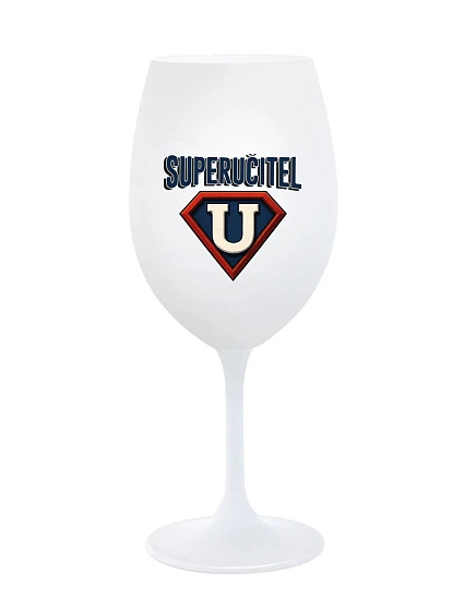 SUPERUČITEL (ZNAK) - bílá  sklenice na víno 350 ml