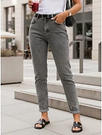 Dámské kalhoty mom fit s vysokým pasem šedé FashionStreet UY2976