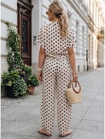 Dámská lyocellová halenka s vázáním v béžové barvě s hráškem FashionStreet RY2929
