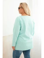 Dámská blůza Plus Size s lodičkovým výstřihem mátová Dámská blůza Plus Size s lodičkovým výstřihem mátová