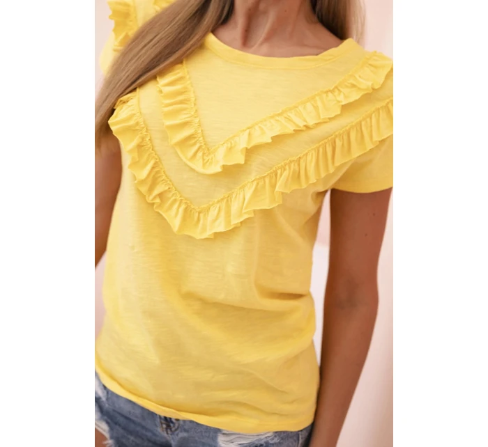 Dámská bavlněná blůza s výstřihem do V a potiskem bílá