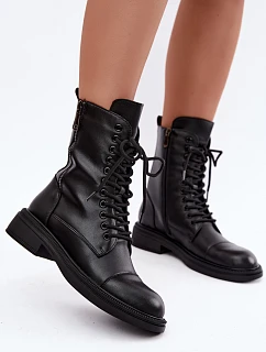 Kožené workery s izolací model 22557411 Černé - VINCEZA