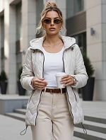 Dámská prošívaná přechodná bunda s kapucí světle šedá FashionStreet TY5610