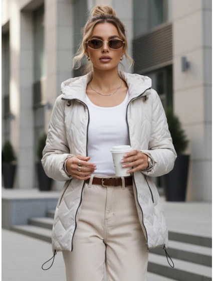 Kurtka przejściowa damska pikowana z kapturem  model 22025045 - FashionStreet