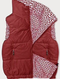 Krátká červená dámská péřová vesta se stojáčkem model 18930940 - J.STYLE